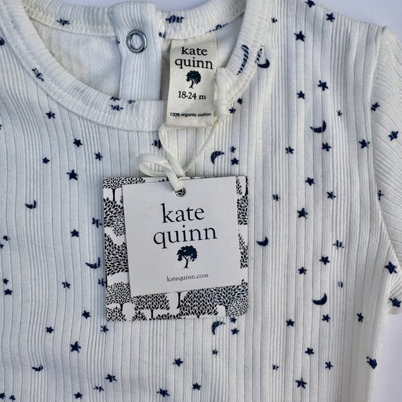 Kate Quinn Ribbed Ruffle Bodysuit – Moon & Stars Print, Ivory, 18–24M | NWT - Picture 2 of 5